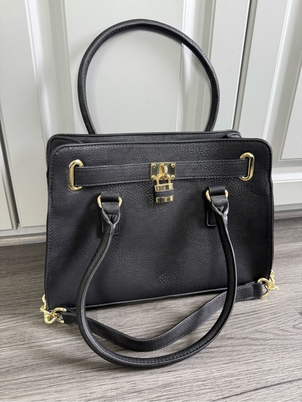 Black Satchel with Gold Hardware